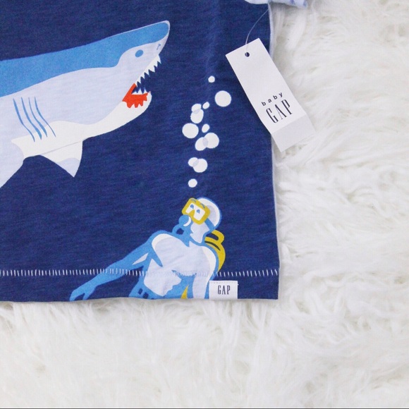 New Baby Gap Shark Wave Graphic T-shirt - Picture 5 of 6